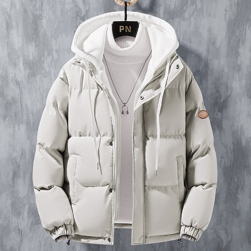 Men’s Winter Windproof Hooded Jacket – Thick Cotton, Two-Layer Style, Warm Sportswear Coat