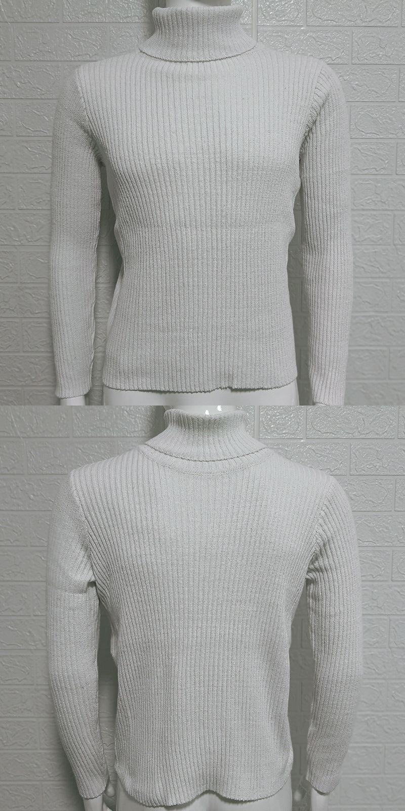 High-neck Slim-fit Long-sleeve Knitted Pullover Base Shirt