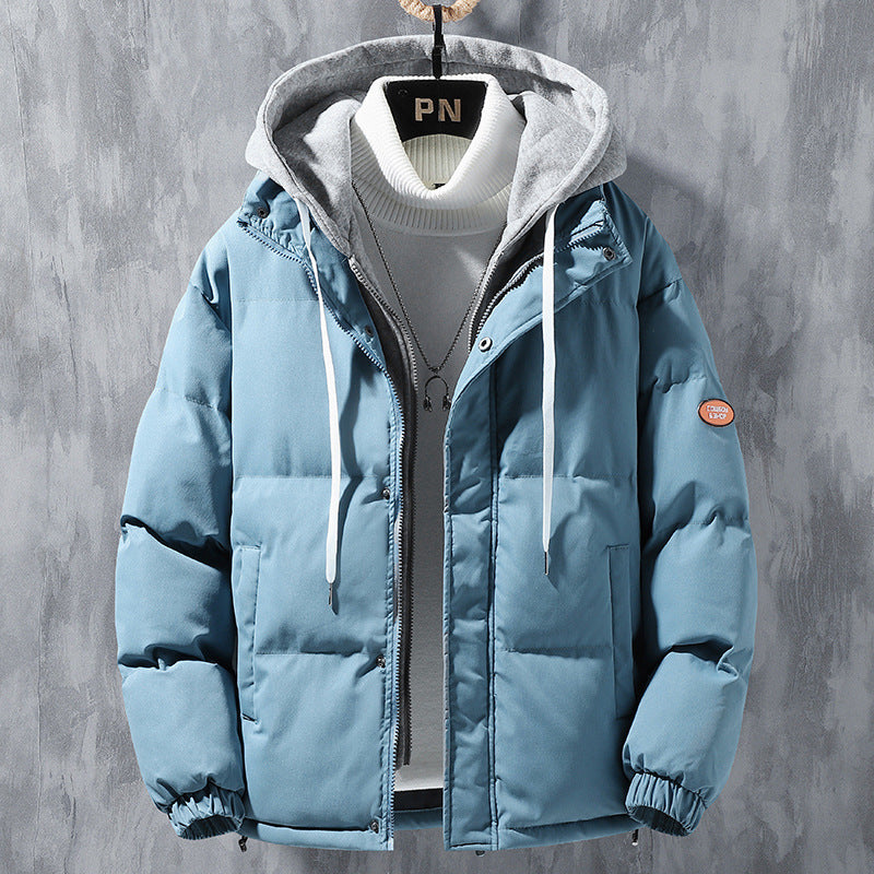 Men’s Winter Windproof Hooded Jacket – Thick Cotton, Two-Layer Style, Warm Sportswear Coat
